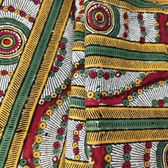 Vintage Cotton Blend Fabric Remnant Ethnic Tribal Peasant Geometric 34 W x 135 L
