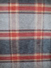 Plaid Blue Creme Rust Chromatex Mills – 5+yds=$0 S&H