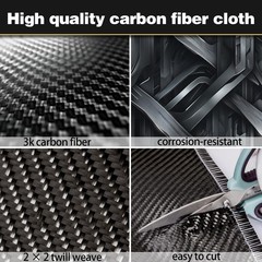 Carbon Fiber Fabric Roll 6.5ft x 12″ – 3K 2×2 Twill Weave 220g/m² High Streng…