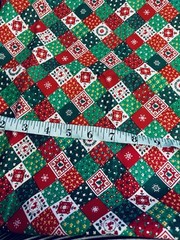 VTG Cranston Diagonal Patchwork Christmas 1 inch Square Cheater Quilt BTFQ