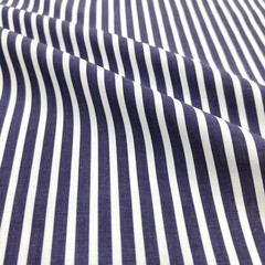 100% Cotton Fabric by Yard Navy Blue White Stripes Suit Shirt Tailoring Material