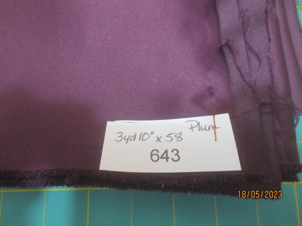 3 yds 10″ x 58″ Vintage Plum silky synthetic polyester Bridemaid- Gown Fabric