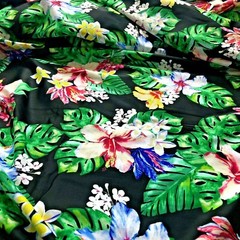 Swimwear Fabric Spandex Stretch Nylon / Neon Tahitian Cayennes Print By Yard