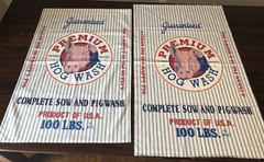 Farmhouse Primitive Pig Fabric Panels Feed Sack Hog Wash Ticking Stripe Pair