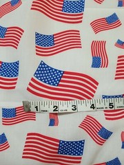White Fabric Patriotic American Flags Print Poly Cotton 60″ Flag Fabric by yard