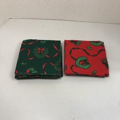 148 – 5.5″ Squares Christmas Fabric Red Green Holly Bows Cotton