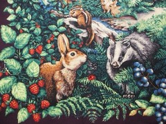 VTG `90`s “Springs Naturally Glendale Cottage” Woodland Animals & Cottage Panel