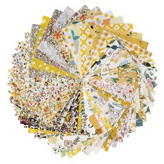 200pcs Cotton Fabric Squares 5×5″ 50 Colors Floral Print Patchwork Bundle DIY