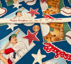 Baseball * Players * Gloves * on Blue * Robert Kaufman * 100% Cotton * 8″ x 21″
