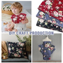 3 Pcs 40 x 63 Inch 3 Yards Wide Floral Cotton Fabric Red,blue Purple,black