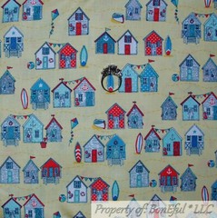 BonEful Fabric FQ Cotton Quilt VTG Green Grass Tree Farm Red Barn Truck Horse UK