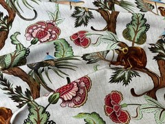 Jungle Monkey Botanical Leaf Linen Look Fabric Cushion Curtains 140cm