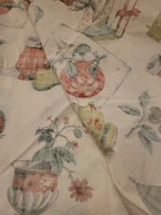 VINTAGE Lovely Vat Screen Print Pantry Cotton Home Decor Fabric