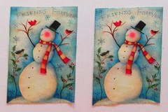 Cotton Fabric Pic B – Winter Snowman – 2 pieces – 6 1/4″ L x 4 3/8″ W