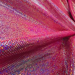Hologram Metallic Coral background Foil Stretch Spandex by the Yard for Swimwear