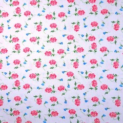 Red Blue Peone Print Cotton Flannel Fabric 45″ By Yard Floral Blanket Fabric