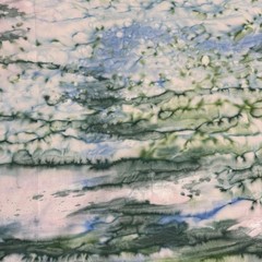 SkyDyes Mickey Lawler 2010 Hand Dyed Fabric TWO 1yd Pieces Abstract Blue Green