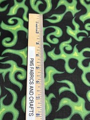 MDG On Fire 100% cotton fabric by the yard like Motorcycle flames Black & Green