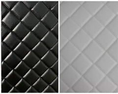 Single Diamond Quilted Vinyl Grain Faux Leather Upholstery Fabric Stitched 55″