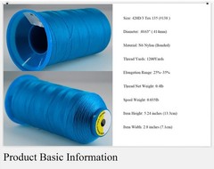 Selric [1200Yards / 26 Colors Available] Tex 135 T135 #138 420D/3, Blue