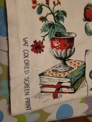 VINTAGE Lovely Vat Screen Print Pantry Cotton Home Decor Fabric