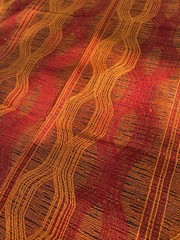 VTG MCM Woven Sheer Geometric Pattern Fabric 2 Cuts-5.1 Yard Total Textured