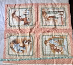 VTG Bessie Pease Gutmann Flannel Panel Four 10”x12” w/ Poly Batting 21½” x23½”