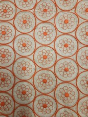 Vintage 60’s 70’s Sheer Embroidered Floral Red Orange Fabric Remnant 34 X 51