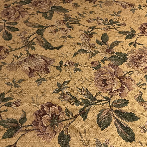 Rosette Gold Floral Upholstery Fabric