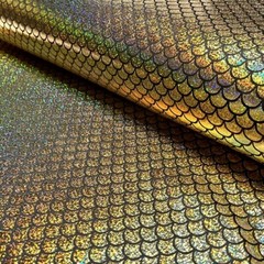 Gold Mermaid Lamé Stretch Fabric 1m x 1.50m, Wrinkle-Free