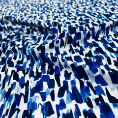 Abstract Watercolor Blue print Nylon Spandex Fabric Stretch by the Yard Swimwear