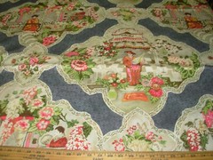3 3/8 YD P KAUFMANN TEAHOUSE TOILE ASIAN RAVEN COTTON UPHOLSTERY FABRIC FOR LESS