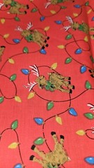 Cranston VIP Scattered Reindeer Christmas Print Cotton Fabric Red 2YDS X 45″