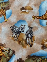 ROBERT KAUFMAN FABRIC~Zebra Giraffe Toss~AFRICAN SAVANNAH PRINT~Tan~3 YDS~Vintge