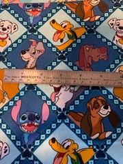 Disney Dogs Scrap 9″x 21”, Cotton Fabric Fat eighth, dalmation scamp pluto Lady