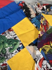 Quilt Fabric Lot Marvel Superhero Blocks + Novelty Prints – Precut Cotton Pieces