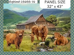Highland Home Cow BTY Quilt fabric Cotton Northcott 28692-42 Light Blue Clouds