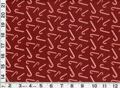 Candy Canes on Dark Red Christmas Quilting Sewing Fabric by Yard #3222