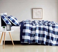 TRULY SOFT Everyday Buffalo Plaid Navy Blue Polyester 2-Piece Twin XL Duvet