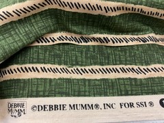 DEBBIE MUMM FOR SSI STRIPED GREEN FABRIC REMNANT 42”W X 190”L