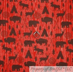 BonEful FABRIC FQ Cotton Quilt Flannel Red White Puppy Dog Bone Tiny Baby Calico