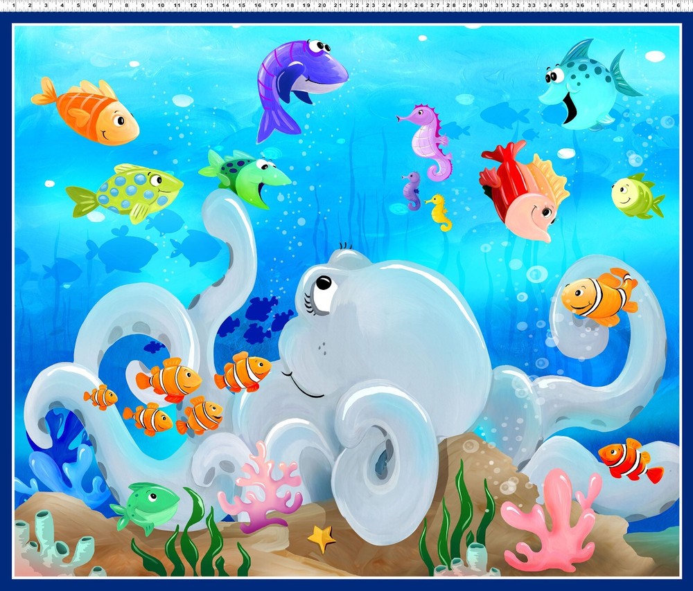 SusyBee Under The Sea Digital 36″ Play Mat SB20421-999 panel ocean Octopus NEW