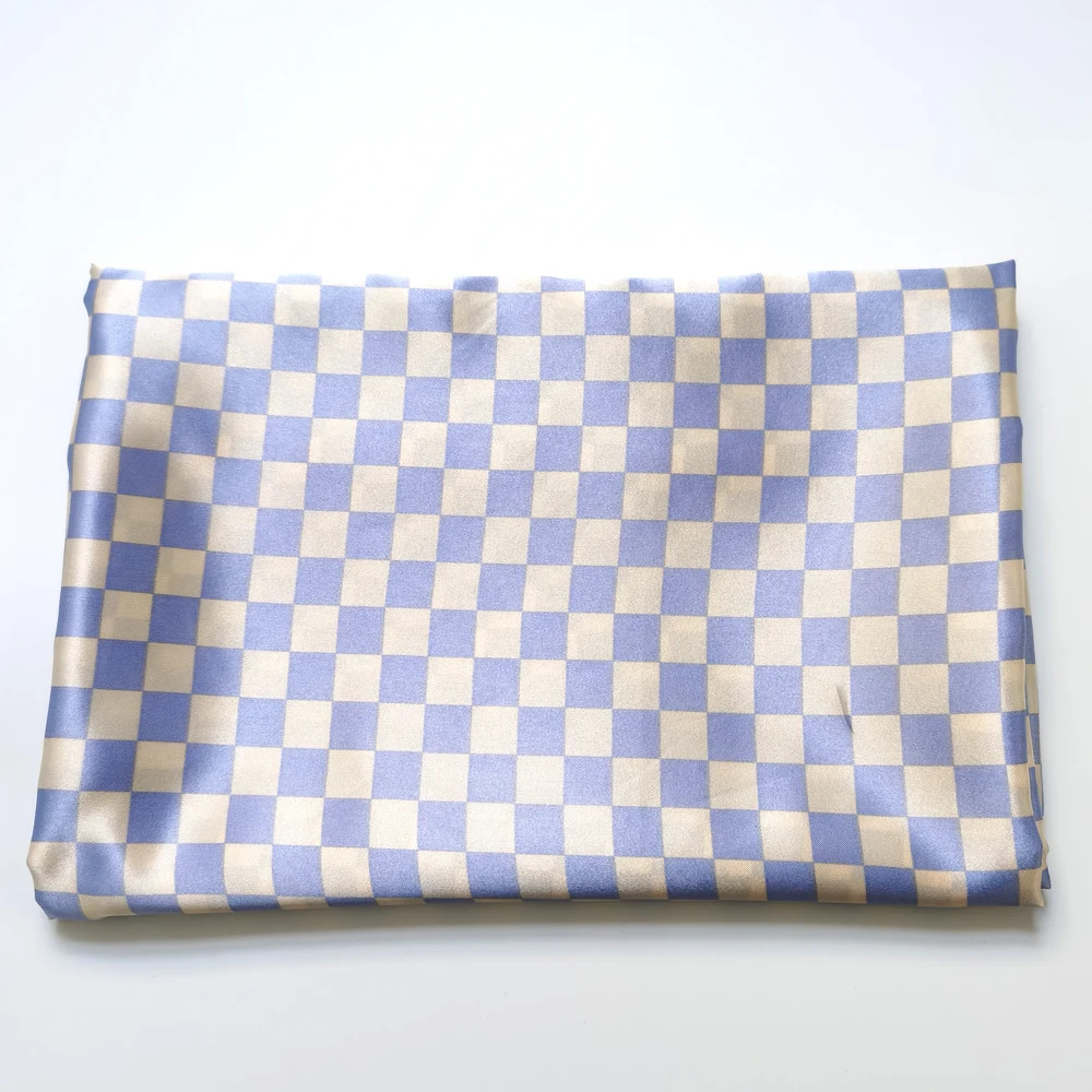 58” Wide By Yard Geometric Chessboard Plaid Satin Fabric Silky Charmeuse Satin