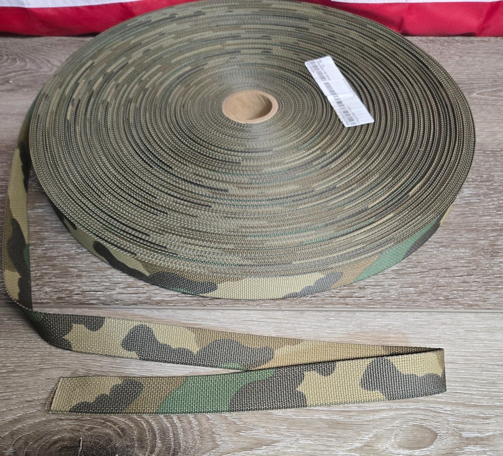 1″ Nylon M81 Woodland Webbing MIL A-A-55301 Double Sided Mil-Spec US Made