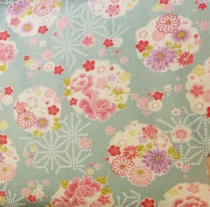 Gorgeous Embossed Seafoam Cotton Sateen with Flowers and Stars – from Japan
