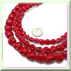 Turquoise Skull Beads with Red Magnesite 6-12mm