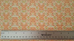 Gaslight BTY Red Rooster Green Gold Brown Terra Cotta Damask Ivory