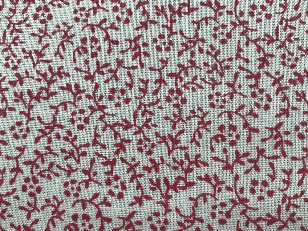 Cotton Fabric Red White Plant 57”x36” 00