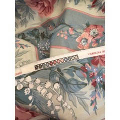 Vintage Waverly Carolina Rose Fabric Floral Stripe Cottagecore Grandmillennial