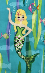 MICHAEL MILLER AQUA DIVAS FABRIC REMNANTS 46″ X 44″ & 27″ X 44″ MERMAID MATERIAL